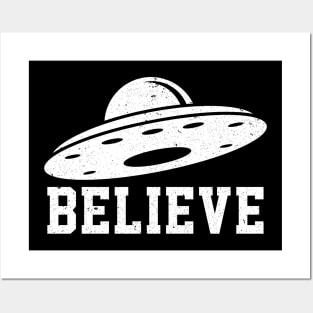 Alien Believe in UFO Flying Saucers Nerd Geek Sci-Fi Space Posters and Art